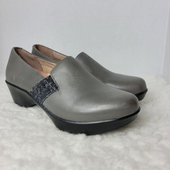 Dansko Jessica Women's Clog Size 6.5 Gray  Leather Slip On Wedge Shoes - Picture 1 of 9